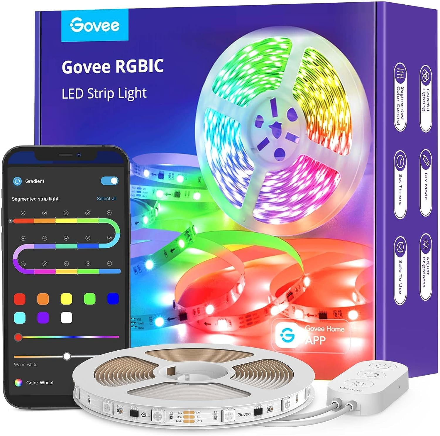 Segmented Led Strips LED Strip Lights RGBIC, 16.4ft Bluetooth Color Changing LED Lights with ...