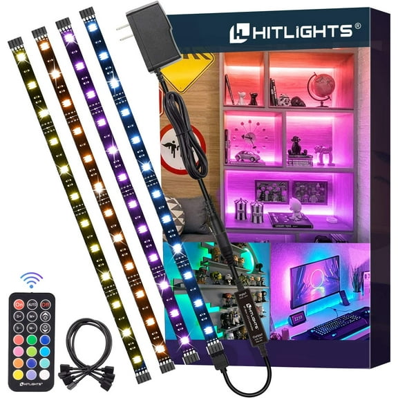 LED Strip Lights, Small Light Strips Dimmable, RGB 5050 Color Changing Tape with Remote and UL-Listed Adapter for TV Backlight, Bedroom, Cabinet Shelf Display