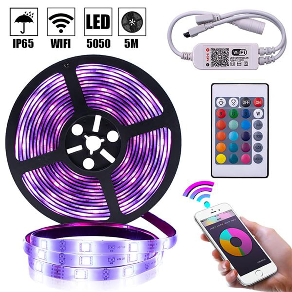 LED Strip Lights, Smart WiFi Waterproof LED Rope Lights, 20 Colors Changing Tape Light with 12V Power Supply for Room, Bedroom, TV, Kitchen, Desk