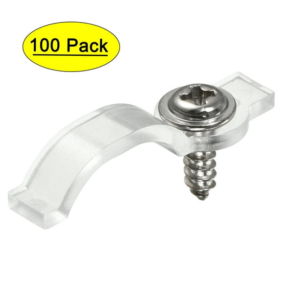 LED Strip Mounting Brackets, Fixing Clips with Screws for 10mm 5050 Waterproof LED Strip, Transparent Nylon, 100Pcs