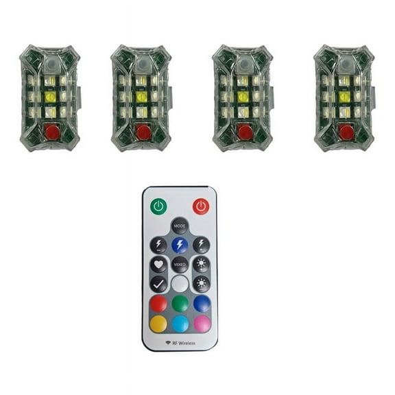 LED Strobe Light Anti-Collision Warning Lamp Waterproof Wireless Remote Control for Car Motorcycle Bike Drone 4Pcs