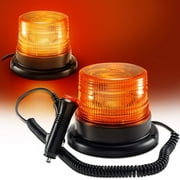 AnTom LED Beacon Light, Rechargeable 12-24v Amber Emergency Flashing Warning Beacon Light with 10FT Cigarette Lighter Power Cable for Forklifts, Tractors, Golf carts, UTVs, Cars, Buses