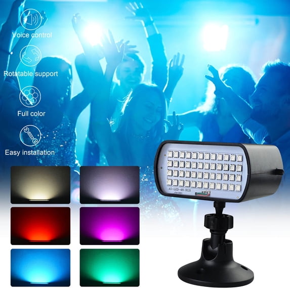 LED Strobe Party Lights, Sound-Activated RGB Disco Light, Adjustable Flash Speed, Stage and DJ Lighting for Home, Bar, Dance Parties, and Halloween Celebrations