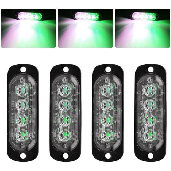 LED Strobe Warning Lights, 4Pcs 4LED Emergency Warning Lights Strobe Flashing Side Lights 12V 24V Front Rear Side Light Position Lamps