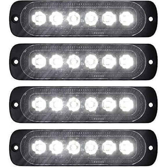 LED Strobe Warning Lights, 4Pcs 6LED Emergency Warning Lights Strobe Flashing Side Lights 12V 24V Front Rear Side Light Position Lamps