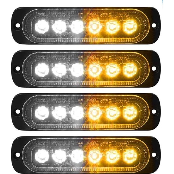 LED Strobe Warning Lights, 4Pcs 6LED Emergency Warning Lights Strobe Flashing Side Lights 12V 24V Front Rear Side Light Position Lamps
