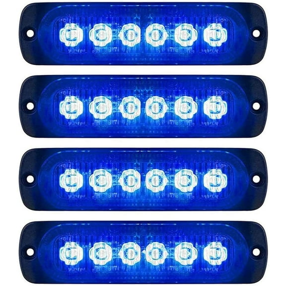 LED Strobe Warning Lights, 4Pcs 6LED Emergency Warning Lights Strobe Flashing Side Lights 12V 24V Front Rear Side Light Position Lamps