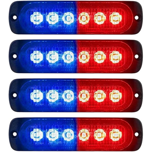 LED Strobe Warning Lights, 4Pcs 6LED Emergency Warning Lights Strobe Flashing Side Lights 12V 24V Front Rear Side Light Position Lamps