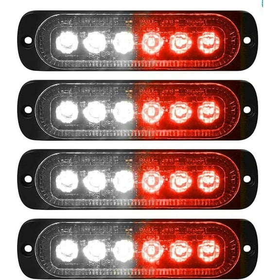 LED Strobe Warning Lights, 4Pcs 6LED Emergency Warning Lights Strobe Flashing Side Lights 12V 24V Front Rear Side Light Position Lamps