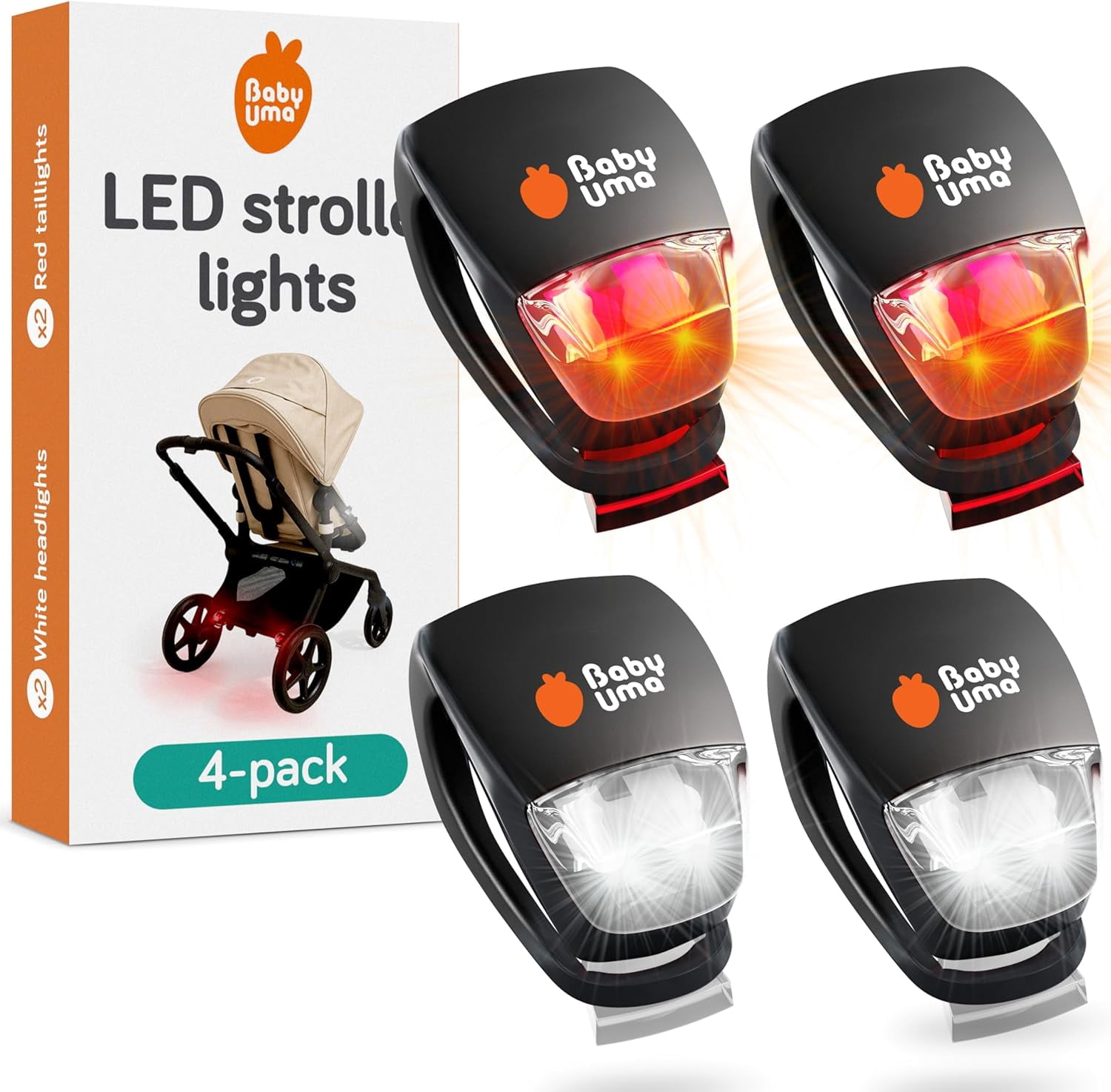 Led Stroller LED Stroller Lights (4-Pack) - Universal with 3 Light Modes (Constant ...