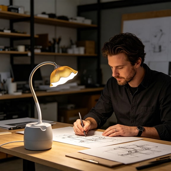 LED Study Desk Lamp Eye Protection Dorm Lamp • FlexibleReading Light • Rechargeable Small Table Lamp • Pen Holder Organizer • Cute Flower Design