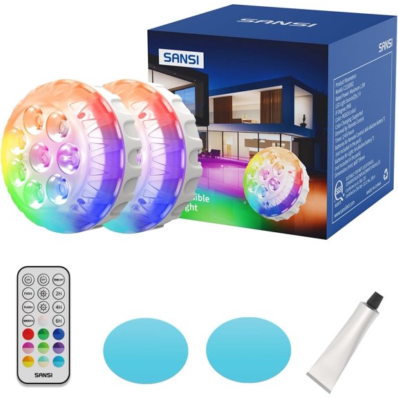 LED Submersible Lights Pro 2 Packs with Remote, 20 RGB Color Changing Pool Lights for Above Ground Pools, with Magnets & Suction Cups, Battery Operated for Indoor, Outdoor, Vase, Pond, Hot Tub