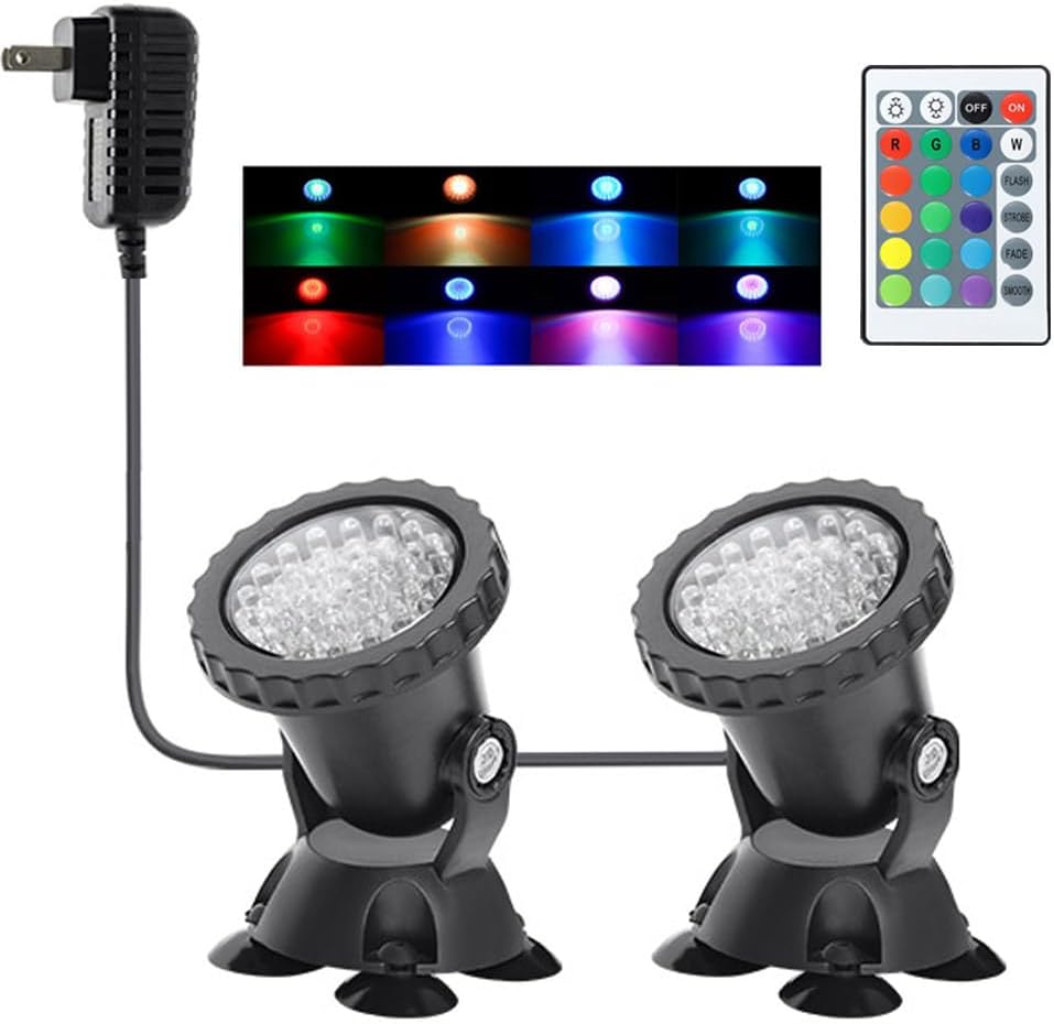 LED Submersible Pond Lights, Underwater Fountain RGB Color Changing ...