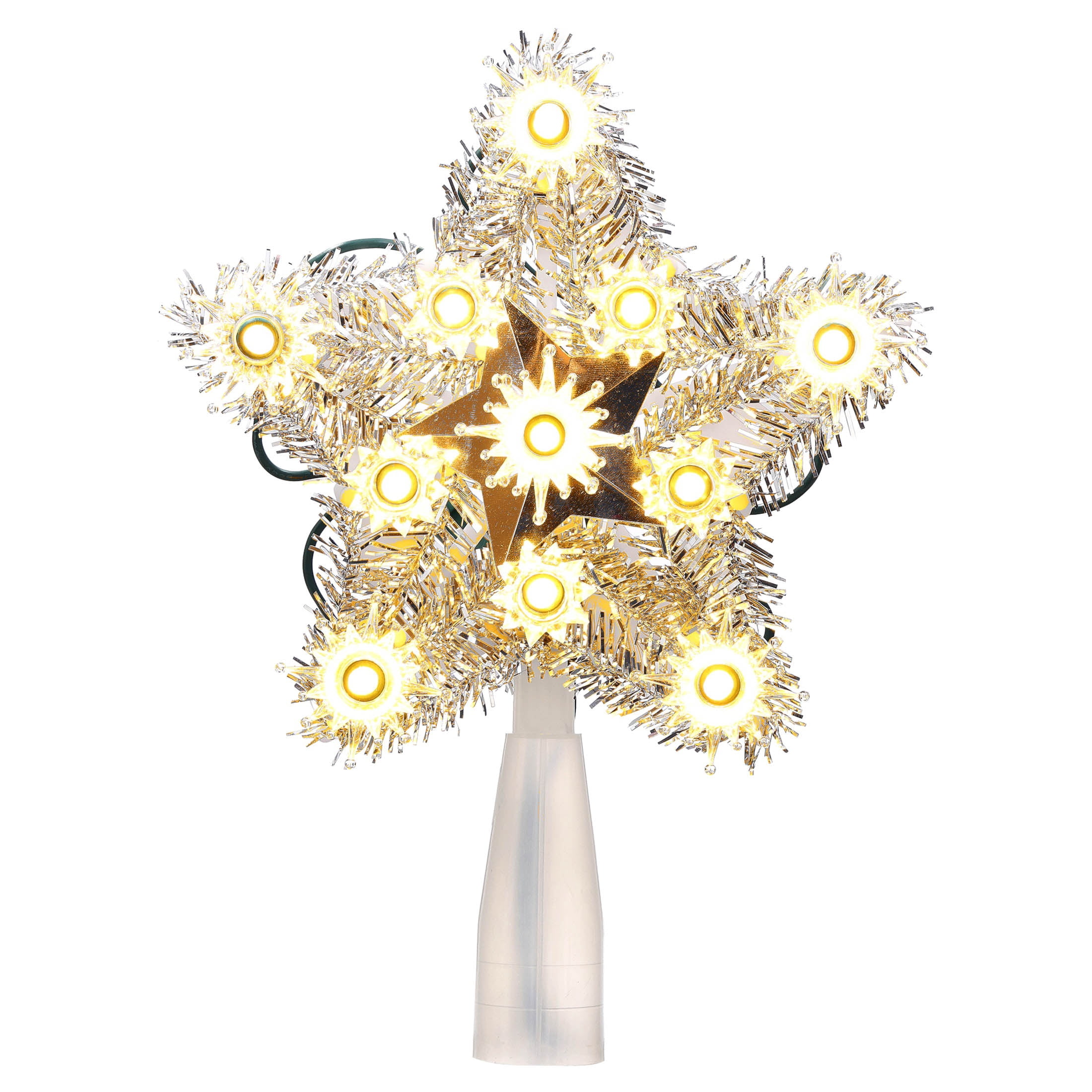 LED Tinsel Star Christmas Tree Topper, Silver, 6", by Holiday Time