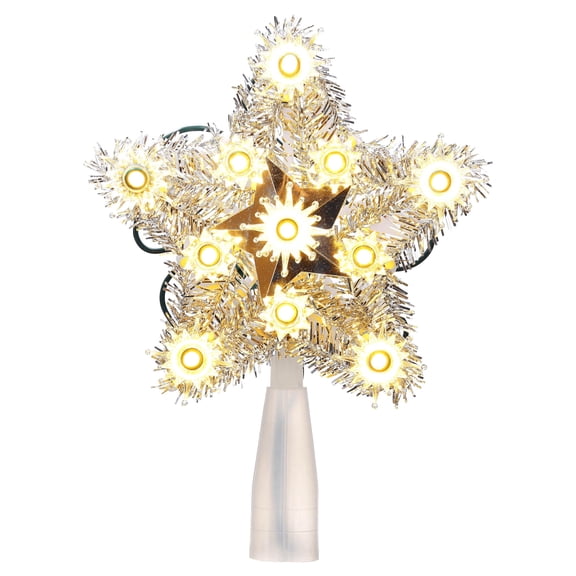 LED Tinsel Star Christmas Tree Topper, Silver, 6", by Holiday Time