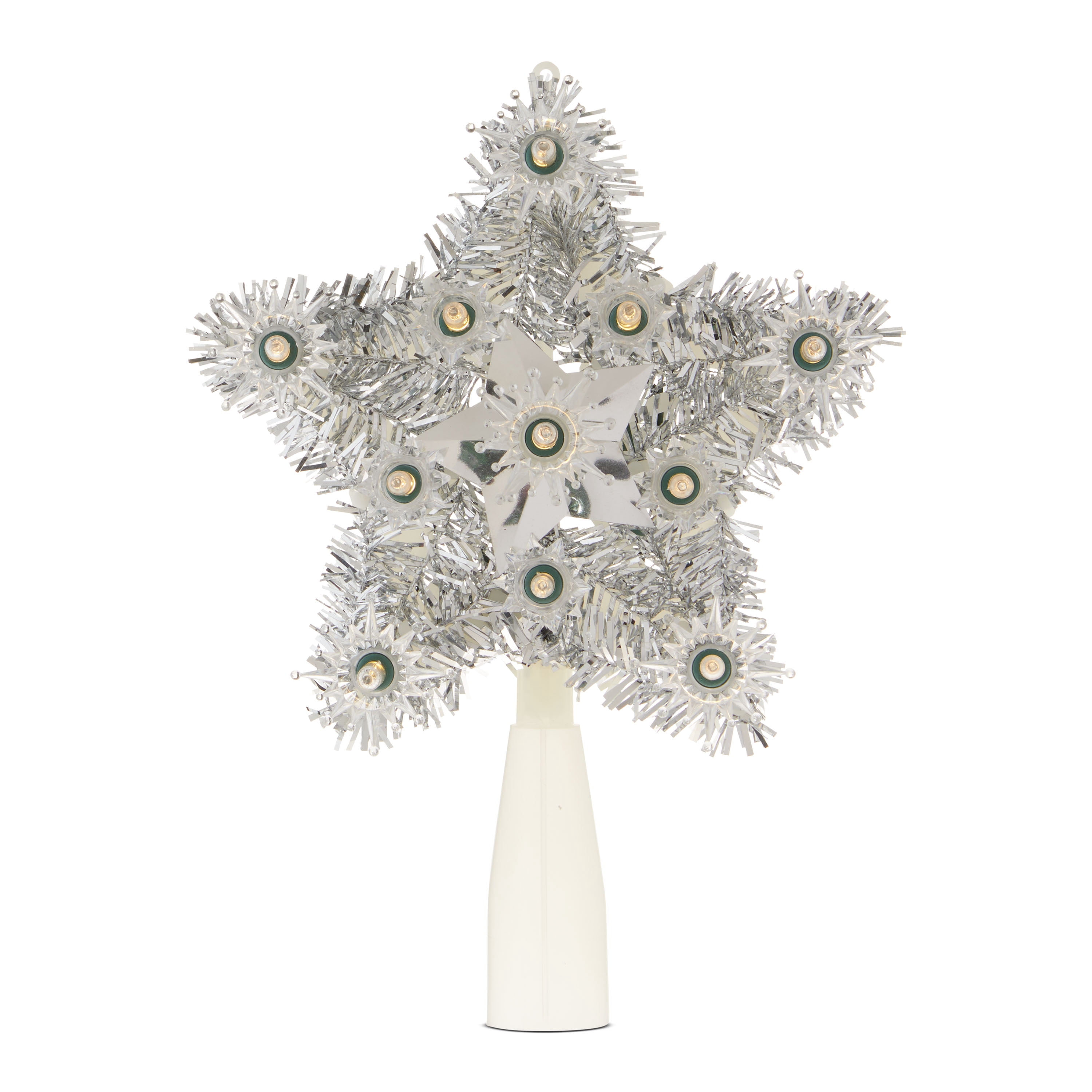 LED Tinsel Star Christmas Tree Topper, Silver, 6", by Holiday Time