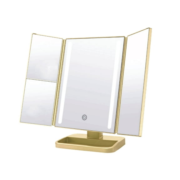 ONYX Professional Anniversary Edition Trifold LED Vanity Mirror, Gold