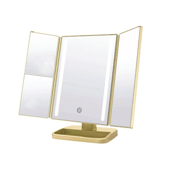 ONYX Professional Anniversary Edition Trifold LED Vanity Mirror, Gold