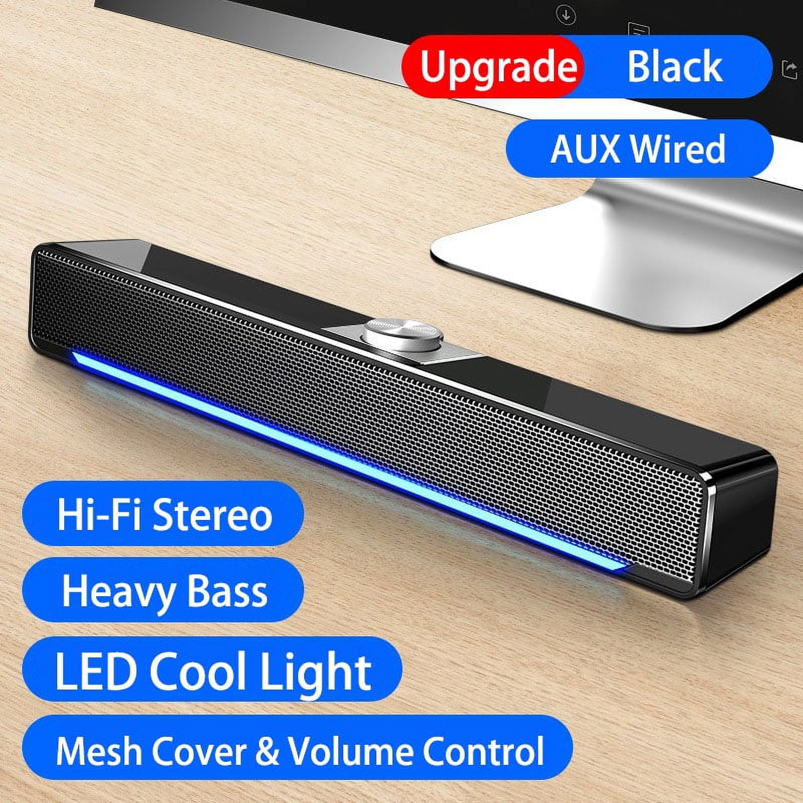 LED TV Sound Bar Computer Speakers AUX Wired Wireless Bluetooth Speaker