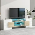 thumbnail image 1 of LED TV Stand with 2 Illuminated Glass Shelves and Color Changing Lights, High Gloss Entertainment Center for Televisions Up to 80", Versatile Storage Cabinet for Living Room, Wood, 1 of 8