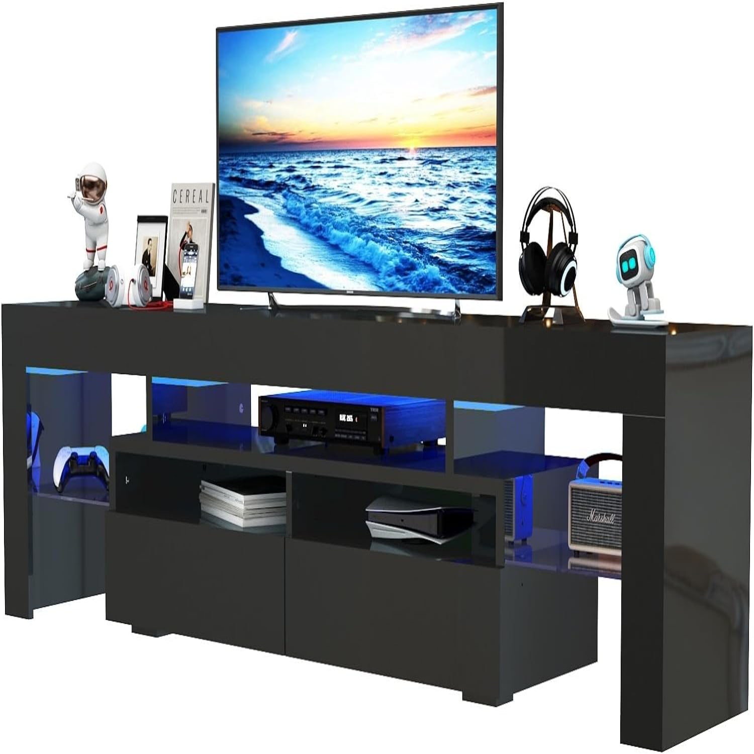 LED TV Stand for 60/65/70 inch TV High Glossy Modern Entertainment