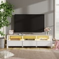 thumbnail image 1 of LED TV Stand for 75 Inch TV, White Modern Entertainment Center with Faux Marble Tabletop, Wood Media Console Table with 6 Storage Cabinet for Living Room Bedroom, 70 Inch, 1 of 8