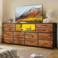 thumbnail image 1 of LED TV Stand Dresser for Bedroom with Power Outlets, 63 inch Entertainment Center with 12 Drawers,Media Console Table for 32/45/55/65 inch TVs,Brown,63"D x 11.8"W x 29.5"H, 1 of 8