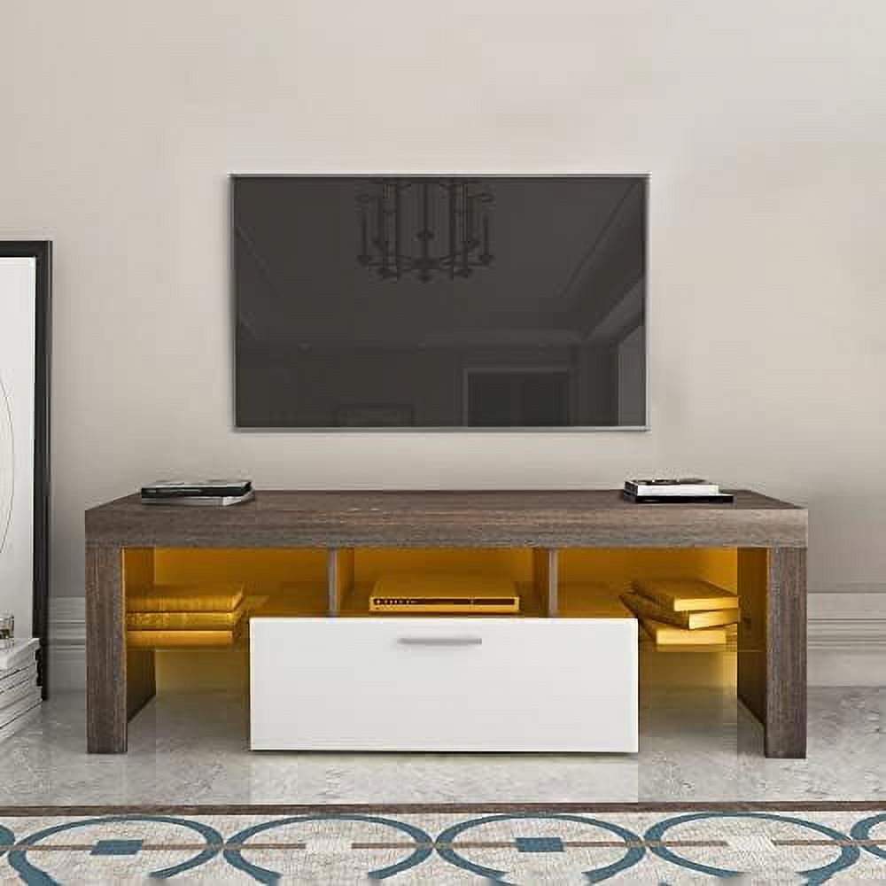 LED TV Stand,Modern TV Console with 20 Color LEDs/Remote Control Lights ...
