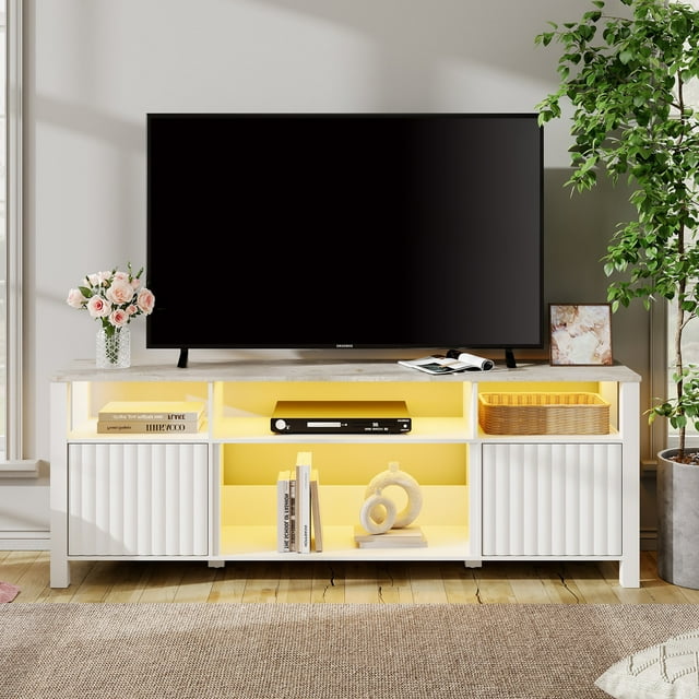 LED TV Stand for 75 inch, Modern TV Console Media for 80/70/65