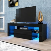 LED TV Stand for TVs up to 55" with Remote Control Lights, Modern Entertainment Center, Storage Console Table for Living Room Bedroom, Black