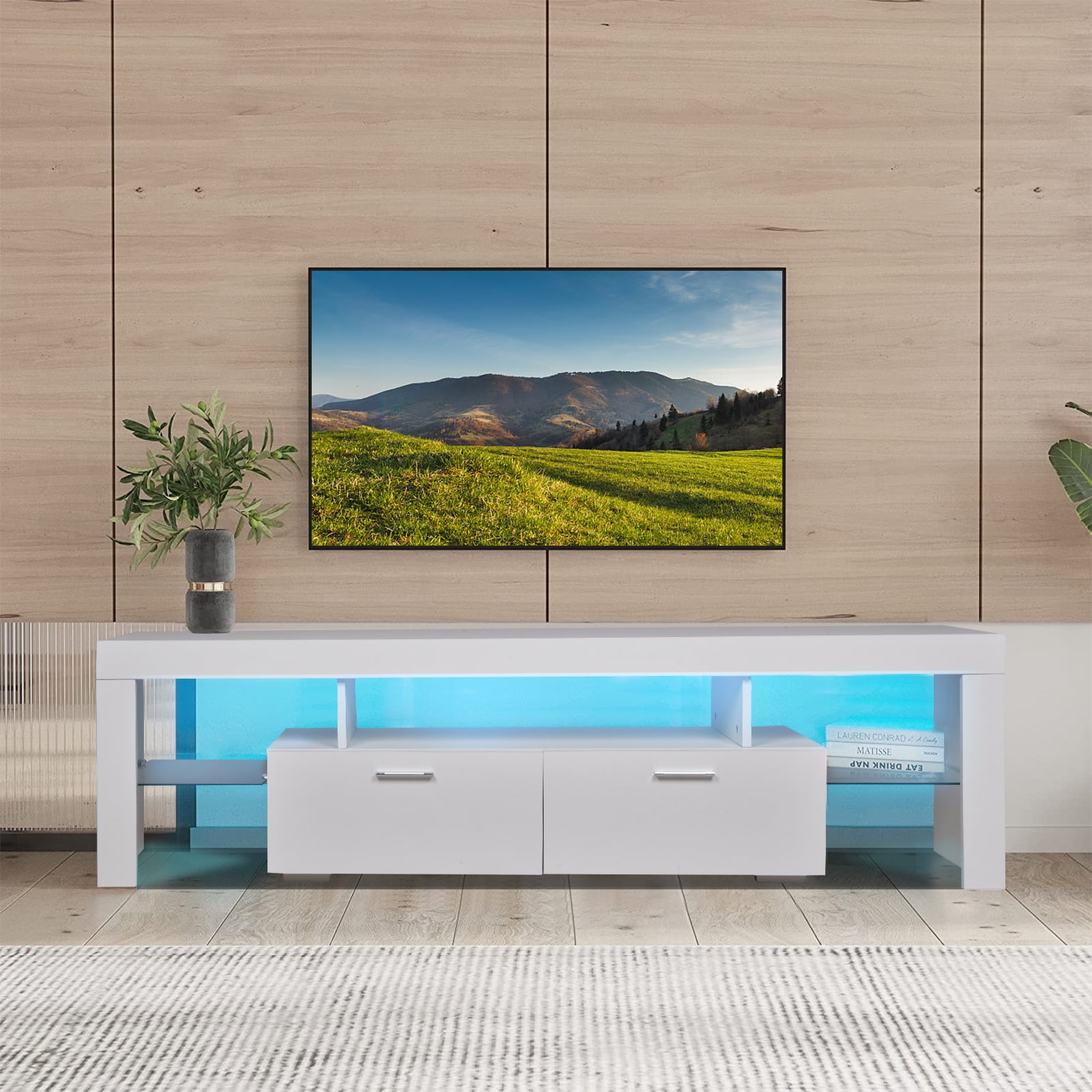 LED TV stand modern TV stand with storage Entertainment Center with ...
