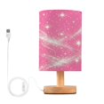 Shade Cloth For Roses LED Table Lamp with Linen Fabric Shade USB Bedside Lamp Rose Red ...