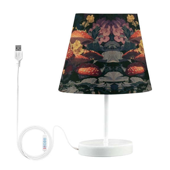 LED Table Lamp with Touch Controls and Dimming Nightstand Lamp with USB Charging Port Night Light A Cluster Of Mushrooms Medium