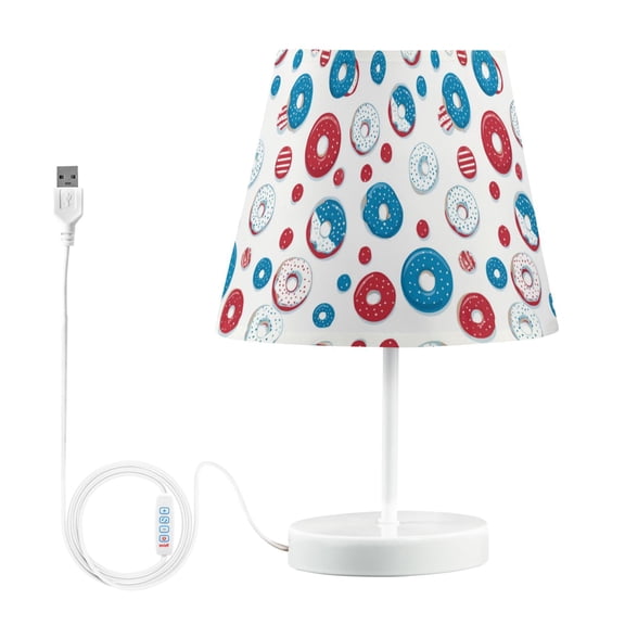 LED Table Lamp with Touch Controls and Dimming Nightstand Lamp with USB Charging Port Night Light Cute Doughnuts Pattern Medium