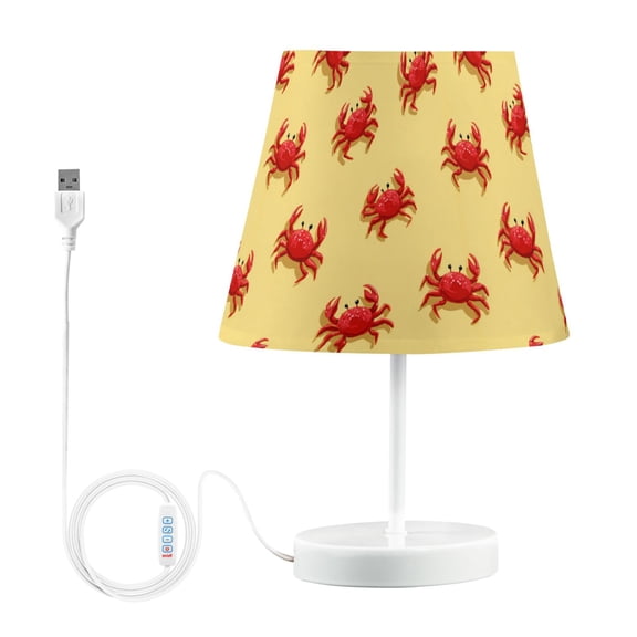 LED Table Lamp with Touch Controls and Dimming Nightstand Lamp with USB Charging Port Night Light Cute Red Crabs Pattern Medium