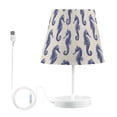 thumbnail image 1 of LED Table Lamp with Touch Controls and Dimming Nightstand Lamp with USB Charging Port Night Light Indigo Blue Seahorses Pattern Medium, 1 of 7