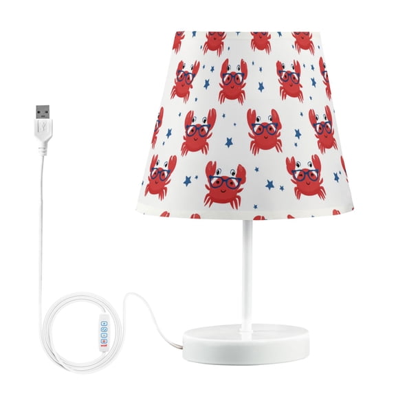 LED Table Lamp with Touch Controls and Dimming Nightstand Lamp with USB Charging Port Night Light Red Crabs Pattern Medium