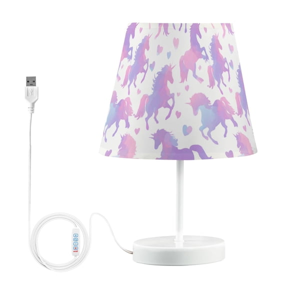LED Table Lamp with Touch Controls and Dimming Nightstand Lamp with USB Charging Port Night Light Unicorn Silhouette Pattern Medium