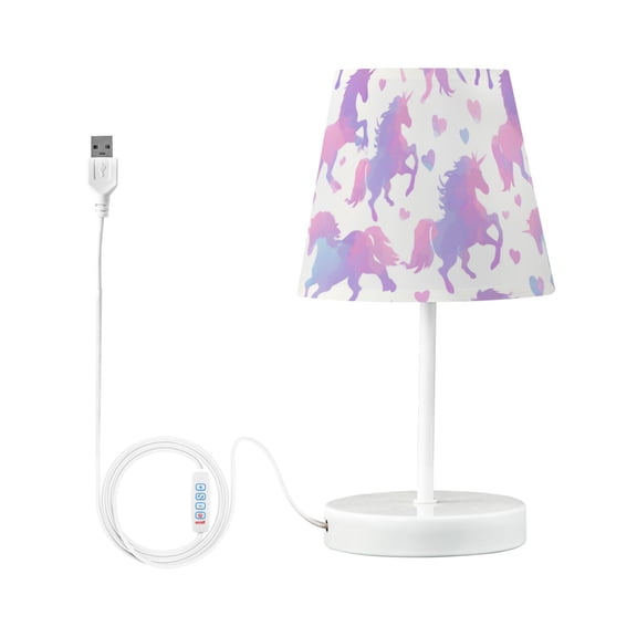 LED Table Lamp with Touch Controls and Dimming Nightstand Lamp with USB Charging Port Night Light Unicorn Silhouette Pattern Small