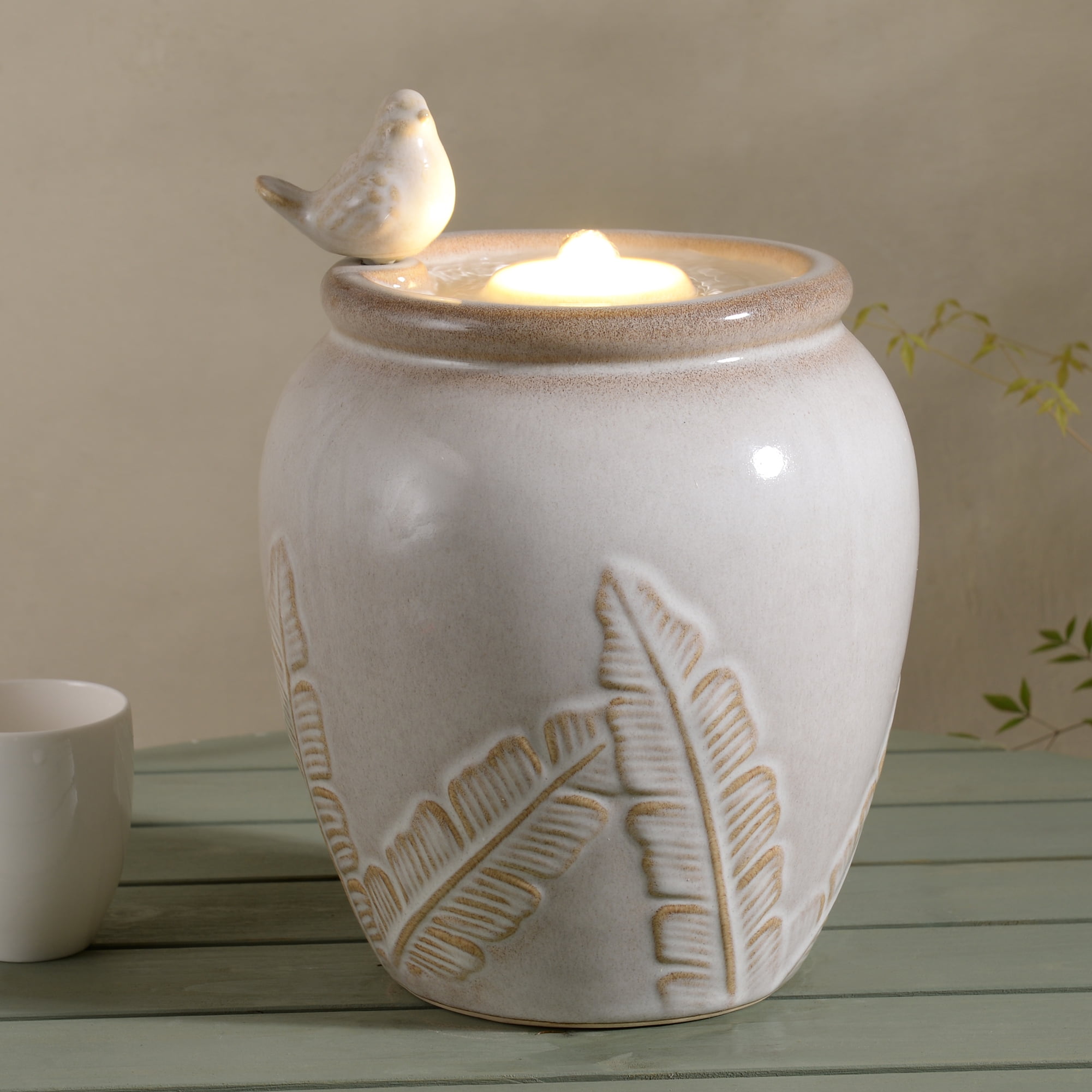 LED Tabletop Bird Bubbler Fountain