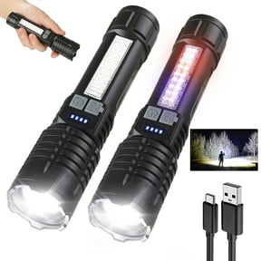 LED Tactical Flashlight Rechargeable High Lumens 5 Modes 2 Pack | Waterproof Zoomable Design, Adjustable Brightness Torch, Compact Handheld Size for Emergency Outdoor Hurricane Warning use