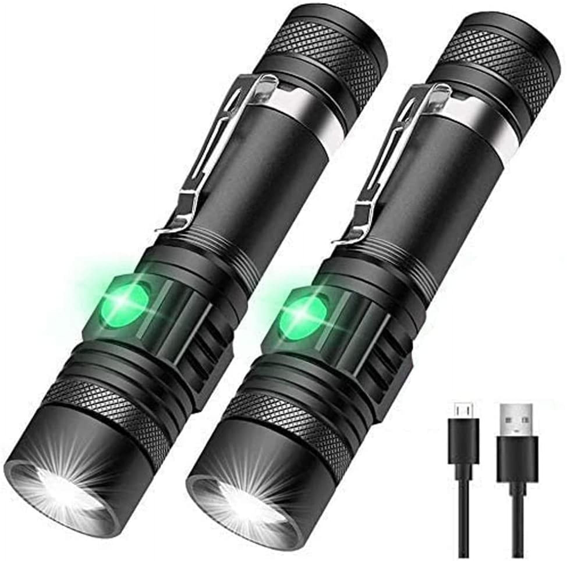 LED Tactical Flashlight Rechargeable, IPX6 Waterproof Flashlight, 2000lm, Super Bright LED, Zoomable, Pocket-Size Small LED Flashlight for Hiking, Camping, Emergency