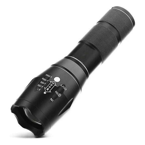 LED Tactical Flashlight, Super Bright High Lumen XML T6 LED Flashlights Portable Outdoor Water Resistant Torch Light Zoomable Flashlight with 5 Light Modes, 1 Pack