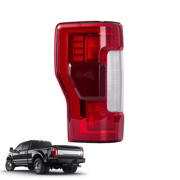 LED Tail Light Assembly Left for 2017-2019 Ford F250 F350 F450 F550 Super Duty - Red Smoke, Blind Spot Compatible, Direct Replacement FO2800262 / FO2801262