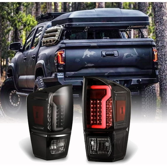 LED Tail Light for 2016-2023 Toyota Tacoma,Tail Lamps Replacement,Matte Black+Smoked Lens
