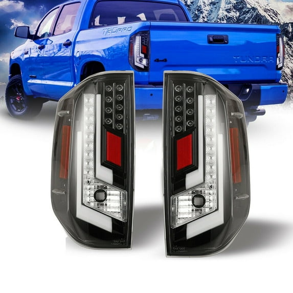 LED Tail Lights Assembly for 2014-2020 Toyota Tundra, Tail Rear lamps Replacement with Turn Signal Light/DRL/Brake Light/Reverse Light, Driver and Passenger side(Clear Lens)