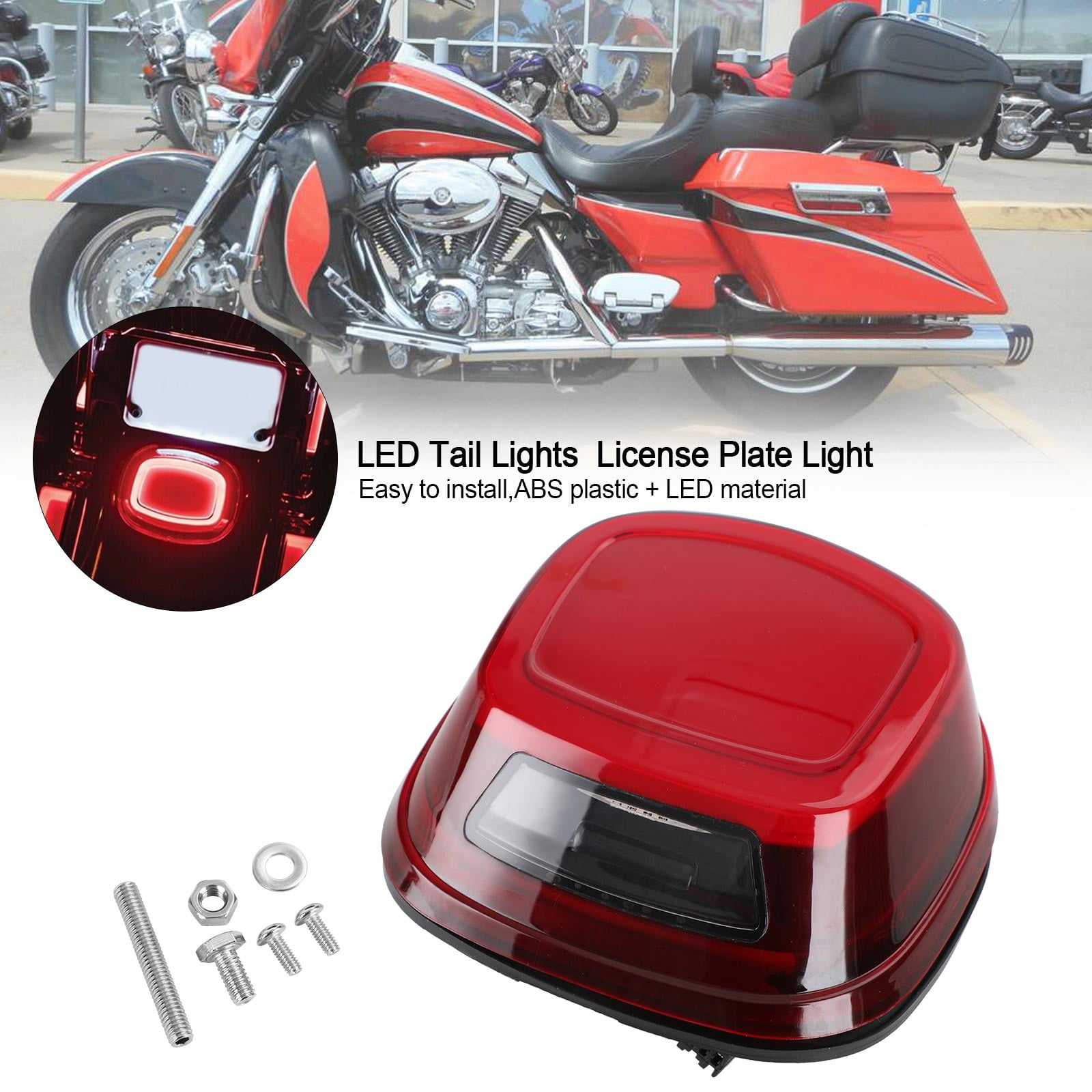 LED Tail Lights License Plate Light For Touring Softail Dyna Sportster