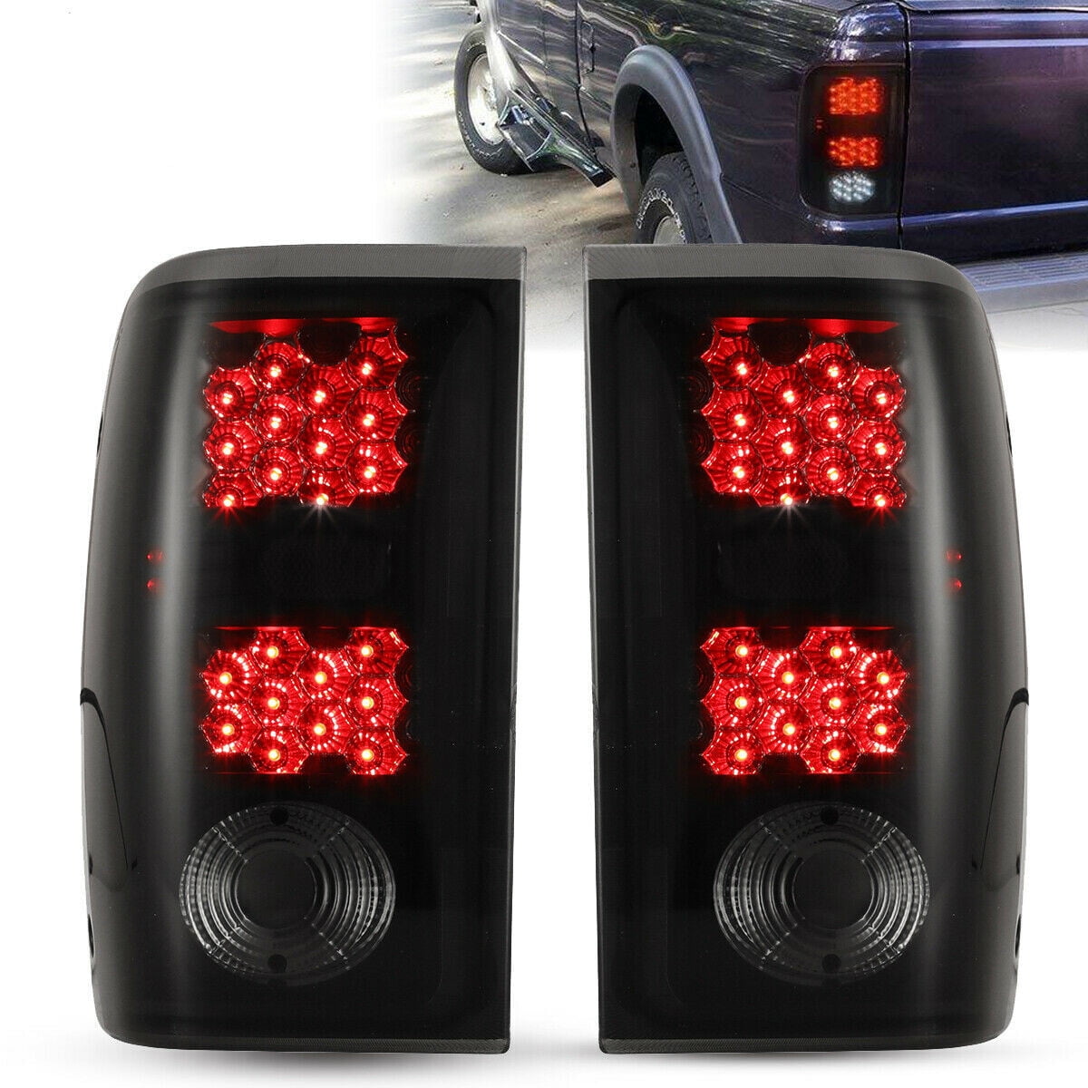 LED Tail Lights for 2001-2005 Ford Ranger Rear Brake Lamps Black Smoke ...