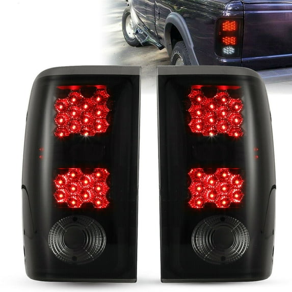 LED Tail Lights for 2001-2005 Ford Ranger Rear Brake Lamps Black Smoke lens Pair