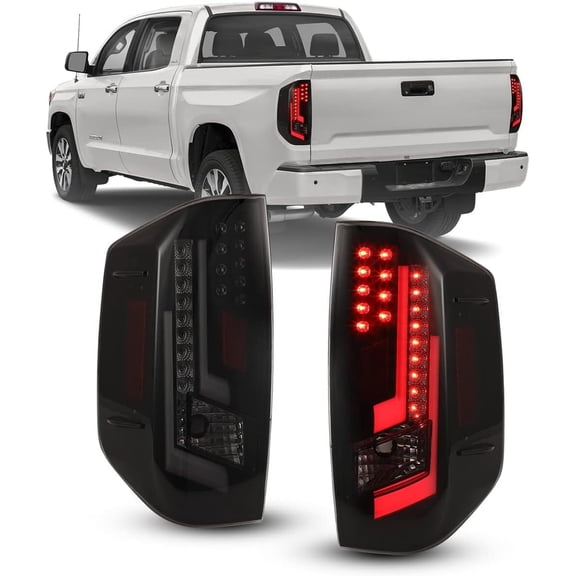 LED Tail Lights for 2014-2021 Toyota Tundra Tail Lamps LED Rear Lights Rear Lamps Assembly Replacement,Matte Black+Smoked Lens